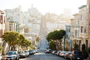 The view on street from the hill in San-Francisco.